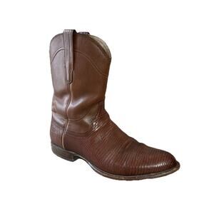 TECOVAS Men’s Nash Lizard Boot Sz 11 D 1007 Exotic Roper Bourban Tegu Brown